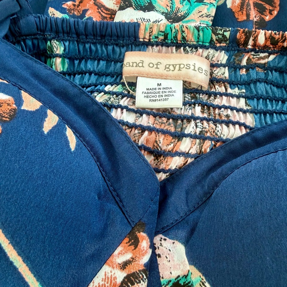 Band of Gypsies Blue Floral Sundress Fit&Flare MiniDress Adjus Straps Size M - Picture 5 of 5